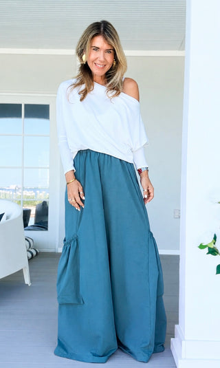 Moon Big Pocket Italian Pants - Dark Teal