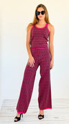 Bold Greek Knit Set- Fuchsia-210 Loungewear/Sets-Chasing Bandits-Coastal Bloom Boutique, find the trendiest versions of the popular styles and looks Located in Indialantic, FL