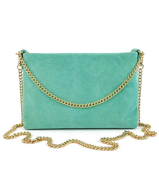 'The Forever' Italian Suede Shoulder Bag- Aqua