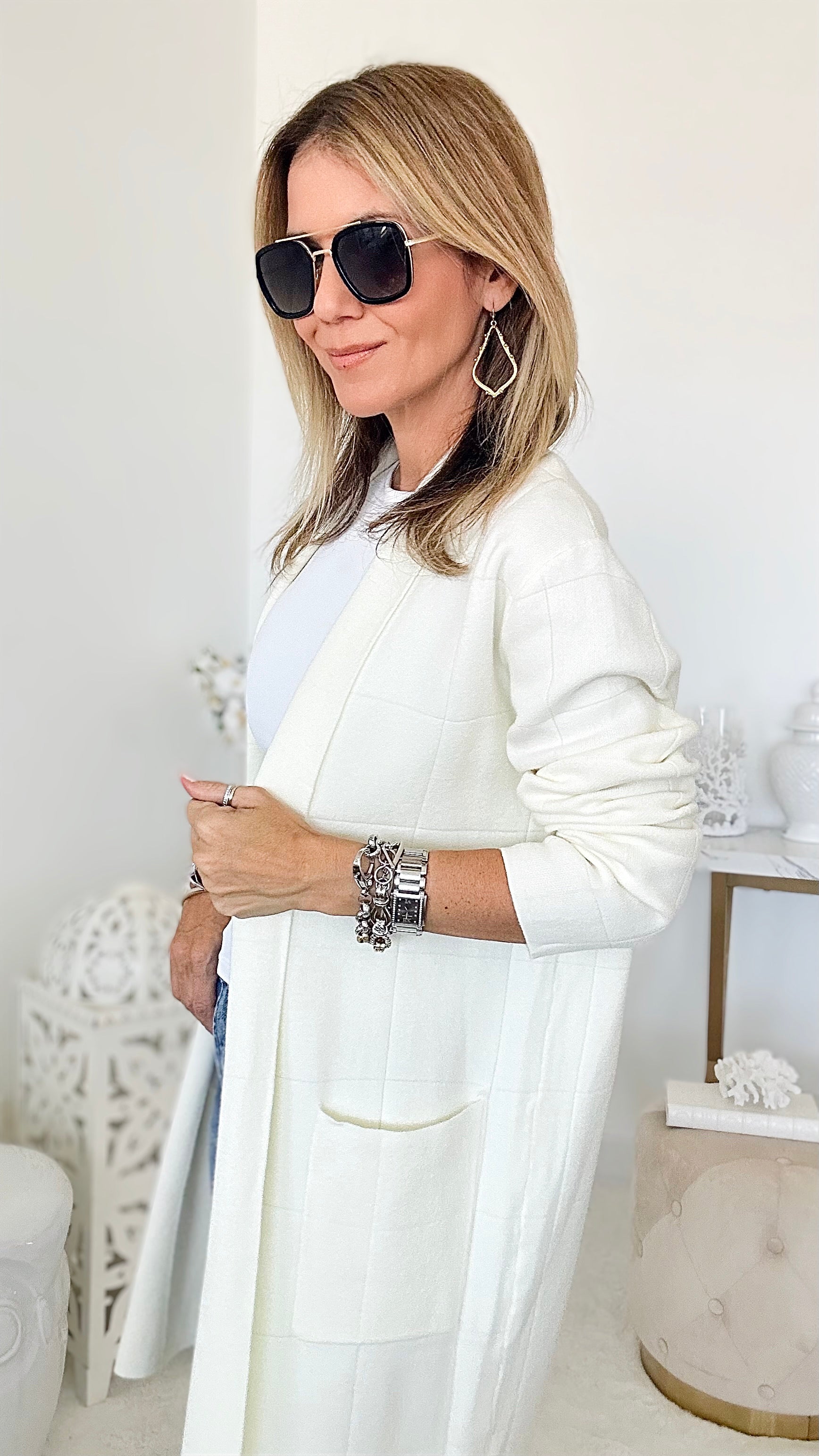 Block Party Italian Cardigan - Ivory-150 Cardigans/Layers-Germany-Coastal Bloom Boutique, find the trendiest versions of the popular styles and looks Located in Indialantic, FL