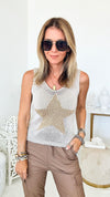 Shining Star Knit Italian Tank Top - Beige-100 Sleeveless Tops-Venti6-Coastal Bloom Boutique, find the trendiest versions of the popular styles and looks Located in Indialantic, FL
