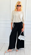Ease Embellished Corduroy Italian Relaxed Pant- Black-100 Pants-TATTOO Z-Coastal Bloom Boutique, find the trendiest versions of the popular styles and looks Located in Indialantic, FL
