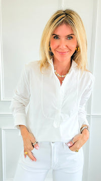 The Classic Tuxedo Italian Blouse- White