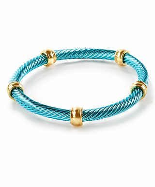 Thin Twisted Elastic Bracelet - Turquoise