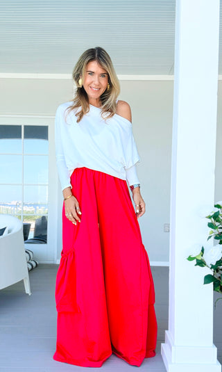 Moon Big Pocket Italian Pants - Red