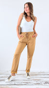 Spring Italian Jogger Pant- Light Camel-180 Joggers-Italianissimo-Coastal Bloom Boutique, find the trendiest versions of the popular styles and looks Located in Indialantic, FL