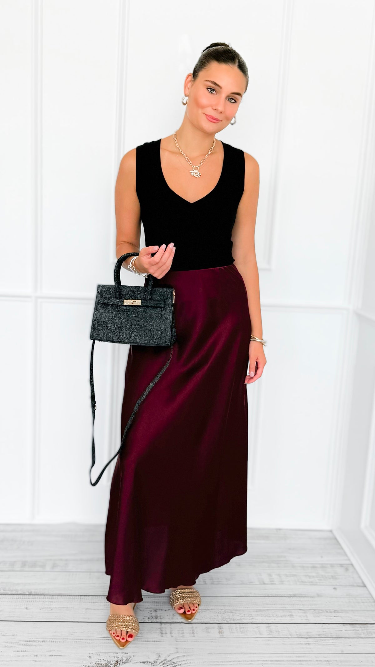 Isabella Italian Skirt- Wine-170 Bottoms-SEE YOU IN ROME-Coastal Bloom Boutique, find the trendiest versions of the popular styles and looks Located in Indialantic, FL