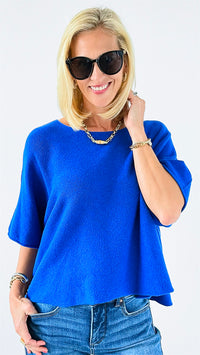 Winter in Amalfi Italian Top - Royal Blue-140 Sweaters-Italianissimo-Coastal Bloom Boutique, find the trendiest versions of the popular styles and looks Located in Indialantic, FL