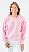 French Terry Sweatshirt - Pink-130 Long Sleeve Tops-HYFVE-Coastal Bloom Boutique, find the trendiest versions of the popular styles and looks Located in Indialantic, FL