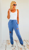 Distressed French Terry Joggers Pants-180 Joggers-oddi-Coastal Bloom Boutique, find the trendiest versions of the popular styles and looks Located in Indialantic, FL