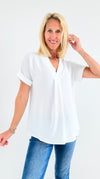 The Jetsetter Blouse - Off White-110 short Sleeve Top-2 Hearts-Coastal Bloom Boutique, find the trendiest versions of the popular styles and looks Located in Indialantic, FL