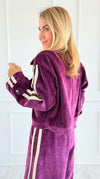 Tracked Threads Cropped Italian Jacket- Plum