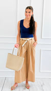Calm Belted Italian Pant- Camel-100 Pants-LY PARIS-Coastal Bloom Boutique, find the trendiest versions of the popular styles and looks Located in Indialantic, FL