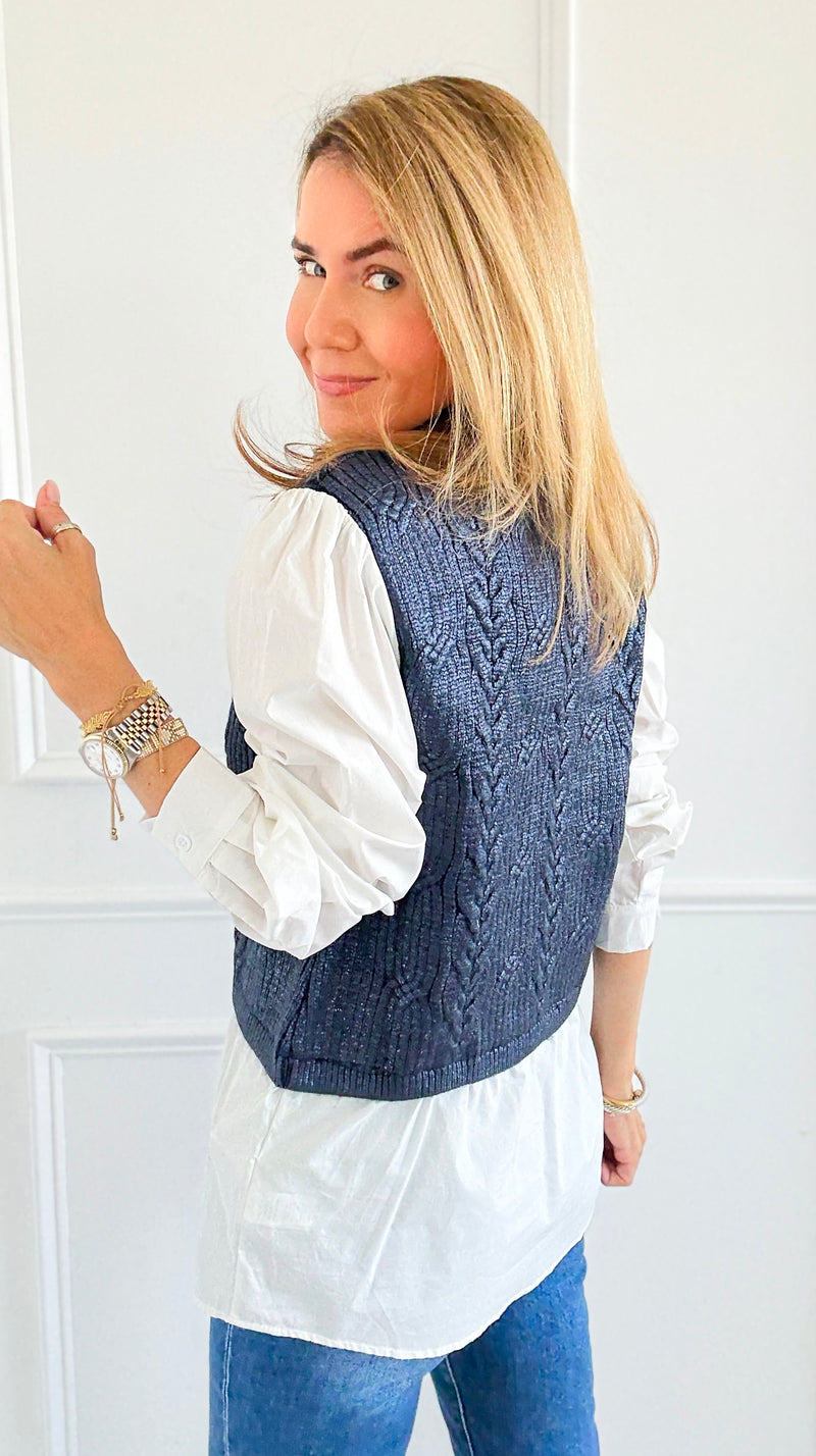 Moonlit Layer Cable Sweater-140 Sweaters-Fate Inc-Coastal Bloom Boutique, find the trendiest versions of the popular styles and looks Located in Indialantic, FL