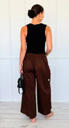 Pocket Glam Italian Flare Leg Pant- Brown-100 Pants-TATTOO Z-Coastal Bloom Boutique, find the trendiest versions of the popular styles and looks Located in Indialantic, FL