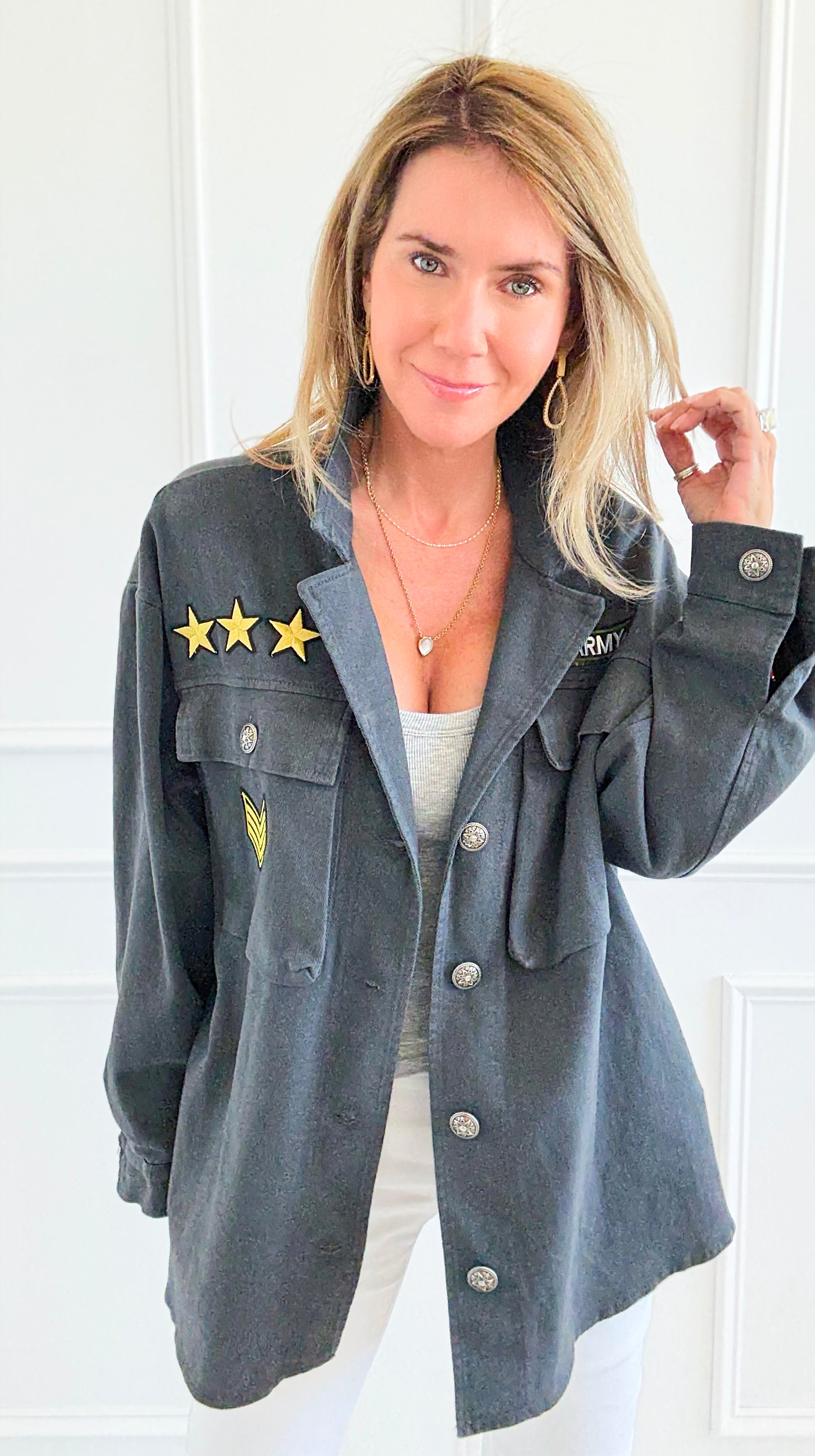 Ranked-Up Italian Jacket- Dark Gray-160 Jackets-V SKY-Coastal Bloom Boutique, find the trendiest versions of the popular styles and looks Located in Indialantic, FL