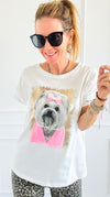 Pretty Pink In Puppy Italian Graphic Tee-110 Short Sleeve Tops-FIRSTAGE-Coastal Bloom Boutique, find the trendiest versions of the popular styles and looks Located in Indialantic, FL