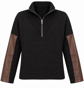 Sierra Quilted Half-Zip Pullover - Black