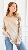 Effortless Chic Long Sleeve Top - Light Mocha-130 Long Sleeve Tops-Zenana-Coastal Bloom Boutique, find the trendiest versions of the popular styles and looks Located in Indialantic, FL