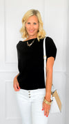 Cool Breeze Boatneck Top - Black-110 Short Sleeve Tops-Charlotte Avery-Coastal Bloom Boutique, find the trendiest versions of the popular styles and looks Located in Indialantic, FL