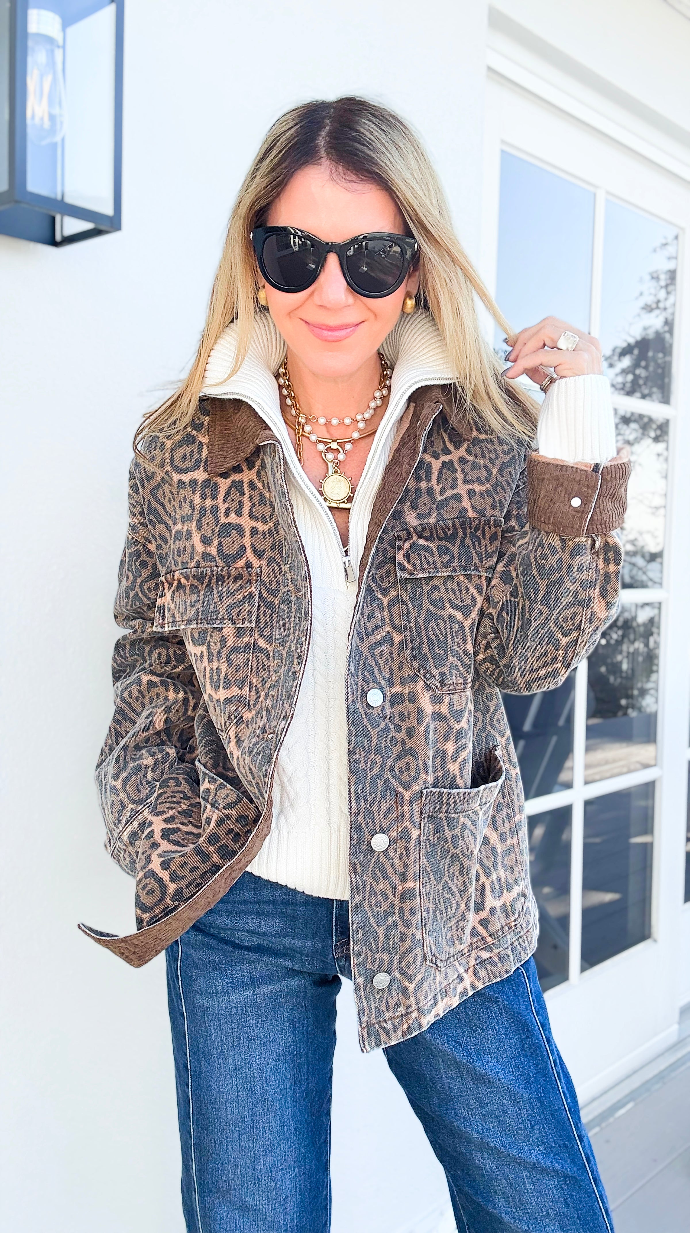 Wild Instinct Corduroy Collar Utility Jacket-160 Jackets-she + sky-Coastal Bloom Boutique, find the trendiest versions of the popular styles and looks Located in Indialantic, FL