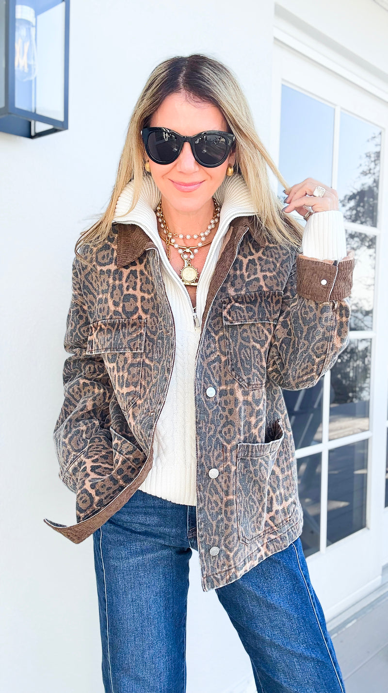 Wild Instinct Corduroy Collar Utility Jacket-160 Jackets-she + sky-Coastal Bloom Boutique, find the trendiest versions of the popular styles and looks Located in Indialantic, FL