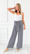 Stripe Front Bow Italian Pant-100 Pants-Italianissimo-Coastal Bloom Boutique, find the trendiest versions of the popular styles and looks Located in Indialantic, FL