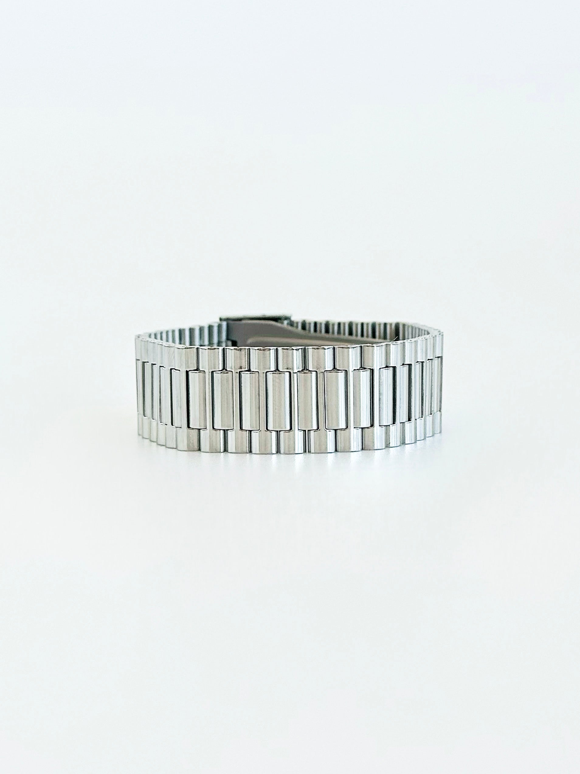 Stainless Steel Thick Wide Watch Style Bracelet-230 Jewelry-NASH GREY-Coastal Bloom Boutique, find the trendiest versions of the popular styles and looks Located in Indialantic, FL