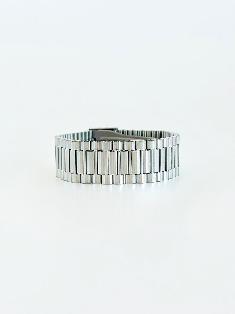 Stainless Steel Thick Wide Watch Style Bracelet-230 Jewelry-NASH GREY-Coastal Bloom Boutique, find the trendiest versions of the popular styles and looks Located in Indialantic, FL