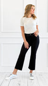Flared Elegance Cropped Pants - Black-170 Bottoms-YELETE-Coastal Bloom Boutique, find the trendiest versions of the popular styles and looks Located in Indialantic, FL