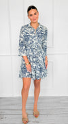 Bonsai Dreamscape Italian Button Down Dress-200 Dresses/Jumpsuits/Rompers-FH GROUP-Coastal Bloom Boutique, find the trendiest versions of the popular styles and looks Located in Indialantic, FL