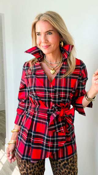 Everly Wrap Top – Highland Tartan