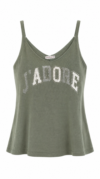 Paris Calling Italian Tank Top- Sage