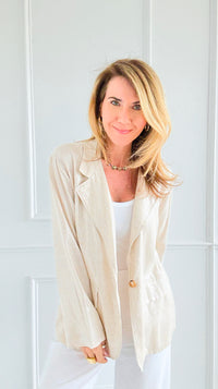 Glow Linen Italian Blazer-160 Jackets-SEÑORITA C-Coastal Bloom Boutique, find the trendiest versions of the popular styles and looks Located in Indialantic, FL