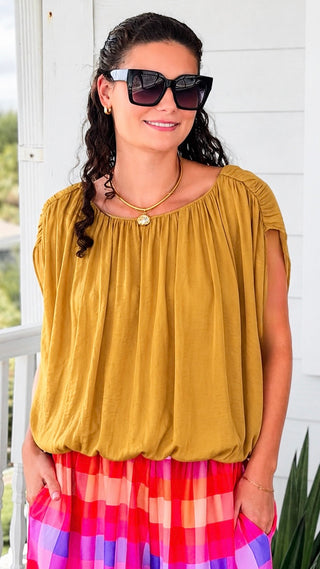 Split Sleeve Top - Light Mustard