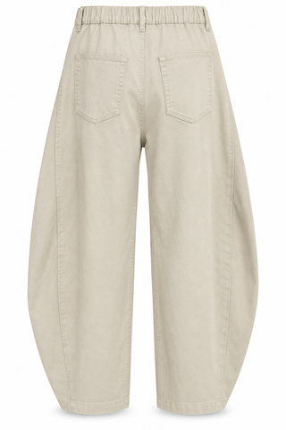 Wrap Detail Denim Pants- Beige