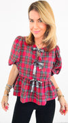 Glen Plaid Party Top-110 Short Sleeve Tops-entro-Coastal Bloom Boutique, find the trendiest versions of the popular styles and looks Located in Indialantic, FL