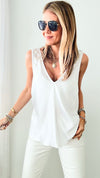 Simply Satin Italian Tank - White-100 Sleeveless Tops-Germany-Coastal Bloom Boutique, find the trendiest versions of the popular styles and looks Located in Indialantic, FL