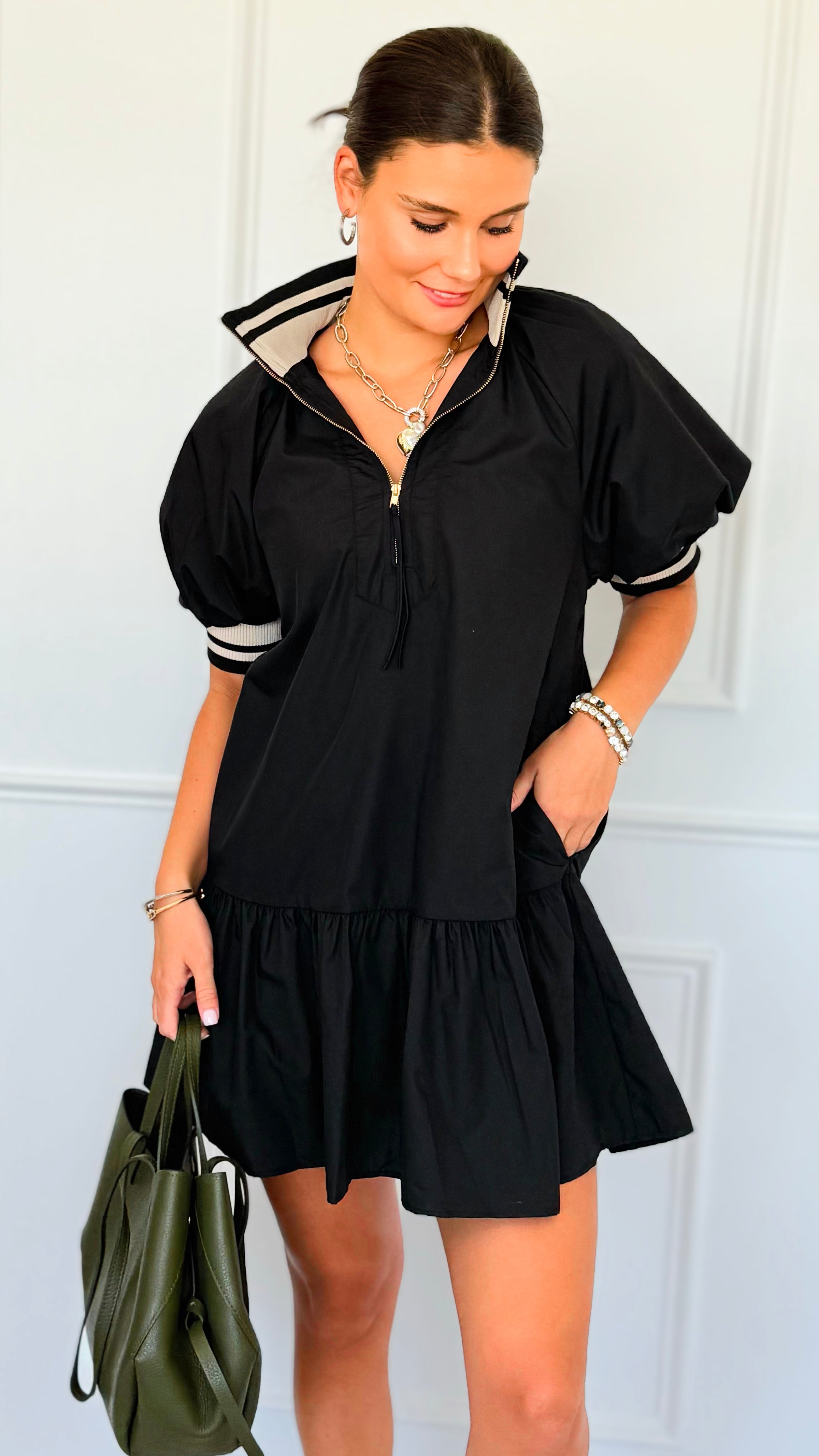 Game On Half Zip Mini Dress-200 Dresses/Jumpsuits/Rompers-entro-Coastal Bloom Boutique, find the trendiest versions of the popular styles and looks Located in Indialantic, FL