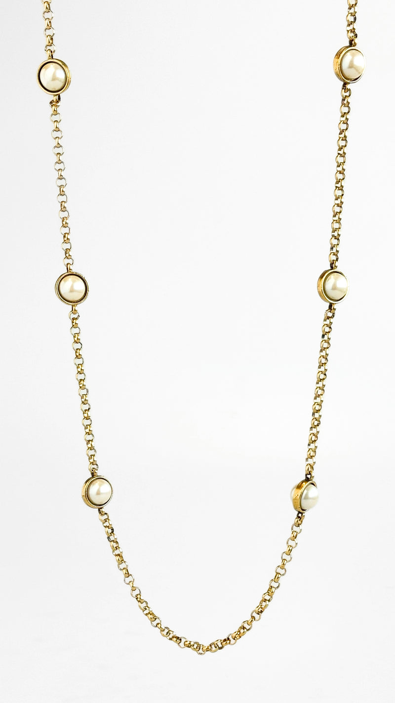 Pearl Station Long Necklace-230 Jewelry-YOCHI-Coastal Bloom Boutique, find the trendiest versions of the popular styles and looks Located in Indialantic, FL