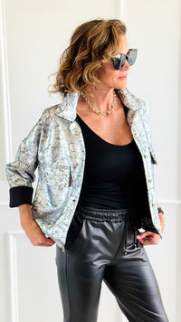 Silver Streak Italian Jacket-160 Jackets-MILAN SLV-Coastal Bloom Boutique, find the trendiest versions of the popular styles and looks Located in Indialantic, FL