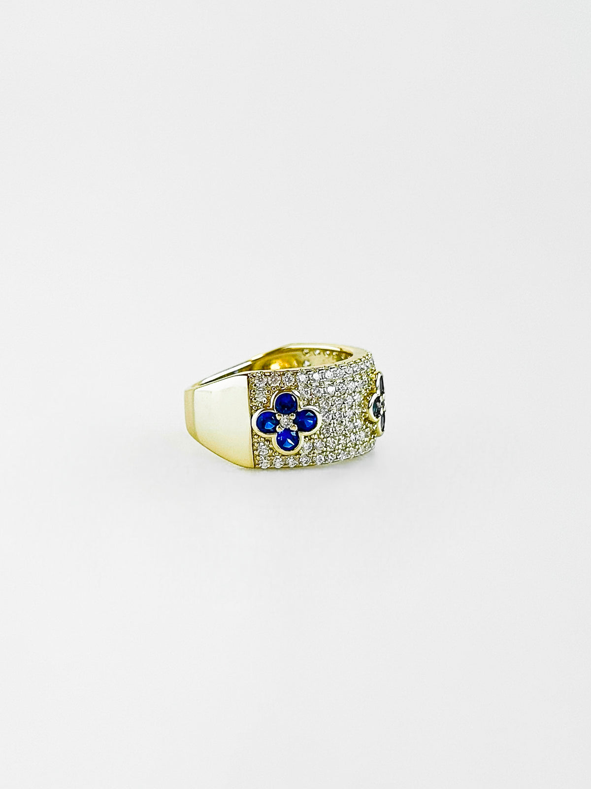 Sterling Silver Micropave Sapphire Flower Station Ring-230 Jewelry-NYC-Coastal Bloom Boutique, find the trendiest versions of the popular styles and looks Located in Indialantic, FL