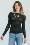 Textured Lace Long Sleeve Top - Black-110 Long Sleeve Tops-Umgee-Coastal Bloom Boutique, find the trendiest versions of the popular styles and looks Located in Indialantic, FL