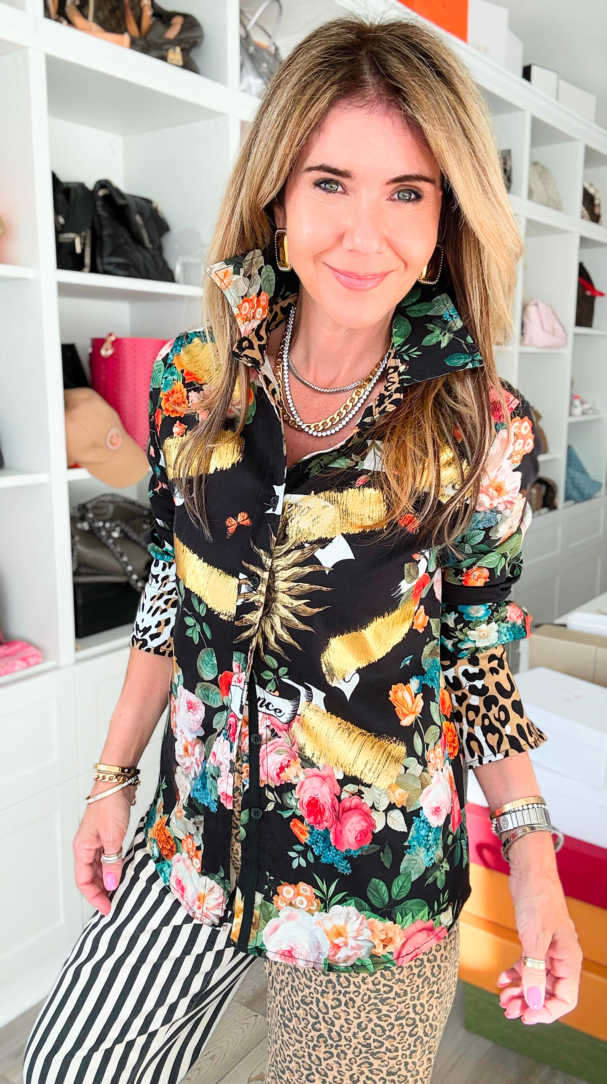 CB Custom - Splash of Gold Italian Hampton Blouse