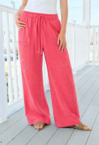Off-Duty Wide-Leg Jogger Pants - Candy Red