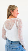Sheer Elegance Long Sleeve Body Suit-110 Long Sleeve Tops-White Birch-Coastal Bloom Boutique, find the trendiest versions of the popular styles and looks Located in Indialantic, FL