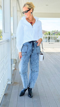 Dreamscape Drawstring Wide Leg Pants-190 Denim-LovLov-Coastal Bloom Boutique, find the trendiest versions of the popular styles and looks Located in Indialantic, FL