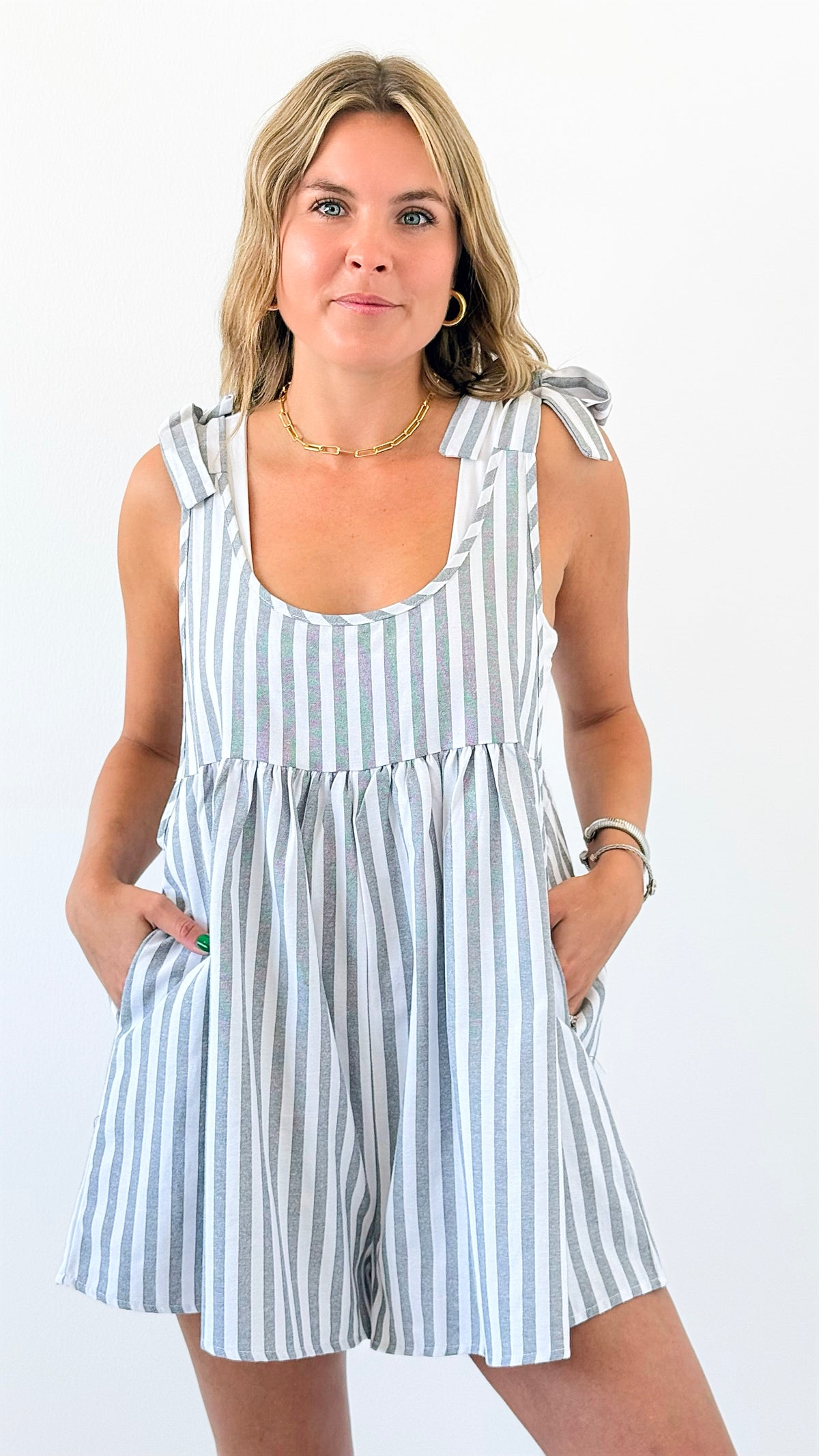 Tied & True Stripe Romper-200 Dresses/Jumpsuits/Rompers-HYFVE-Coastal Bloom Boutique, find the trendiest versions of the popular styles and looks Located in Indialantic, FL
