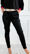 Chic Commander Belted Italian Joggers-180 Joggers-CRIS S.R.L.-Coastal Bloom Boutique, find the trendiest versions of the popular styles and looks Located in Indialantic, FL