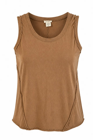 Raw Edge Tank Top - Mocha
